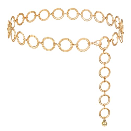 WERFORU Ceinture tendance pour femme - Ceinture Chaine en Métal - Chaîne de Taille en Métal Réglable pour Robes et Jeans