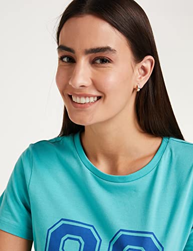 Image of Amazon Brand - Symbol Women's Graphic Cotton Stretch Half Sleeve Round Neck Regular Fit T-Shirt (Tunic Length)