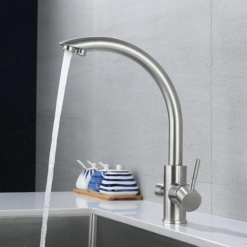 Robinet de cuisine rotatif 3 voies inox brossé pour simplifier vos repas