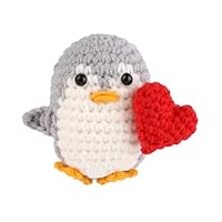 Yuwnd Gehäkelte Kuscheltiere, Positive Penguin mit Herz, Pinguin Geschenk, Lustiger Pocket Hug Süßes Spielzeug Mädchen für Inspirierendes Freunde Ermutigung Dekoration