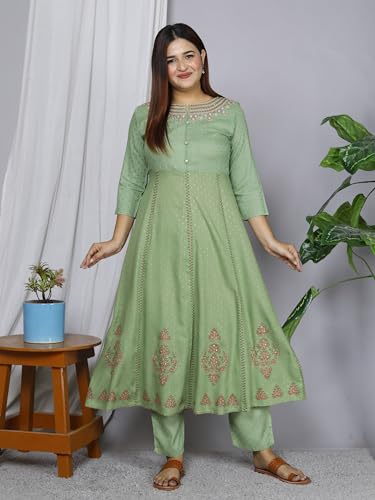 Image of Anarkali Kurta Pant Dupatta Set Embroidered