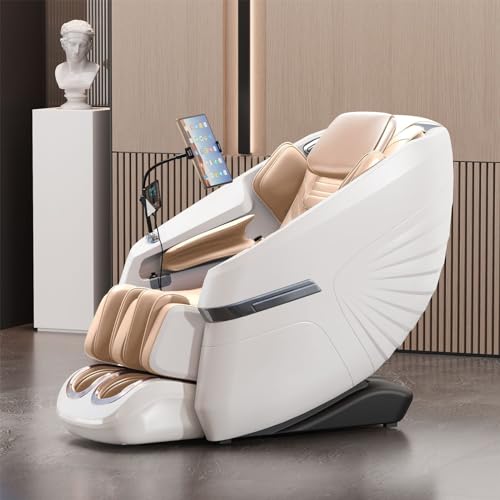 COITROZR Limited Edition 4D Massage Chair, Zero Gravity Shiatsu Massage, 5 Programs, SL Rails, Pressotherapy, Thermotherapy, Reflexotherapy (White)