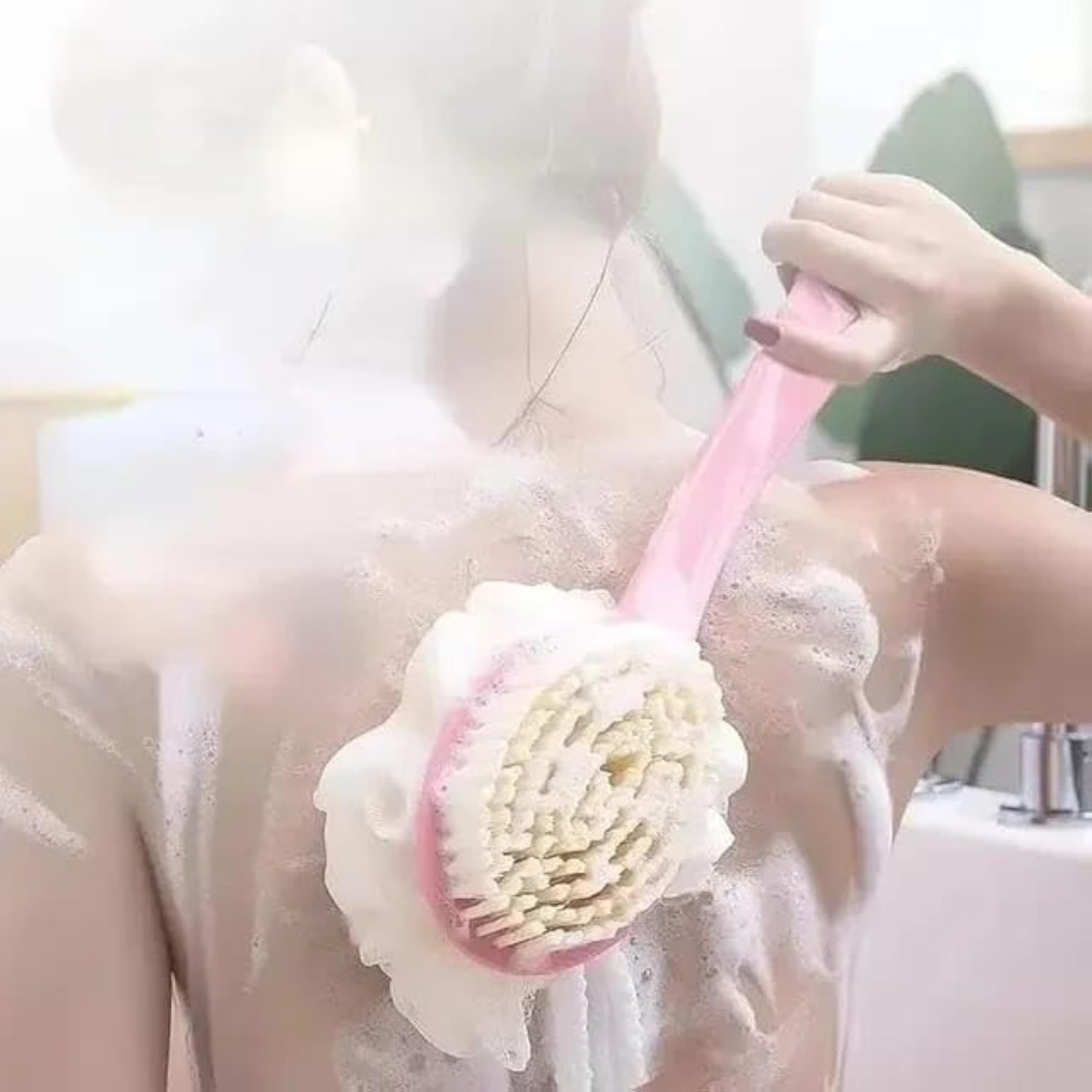 2 in 1 Loofah with Handle Body Brush Bath Shower Brush