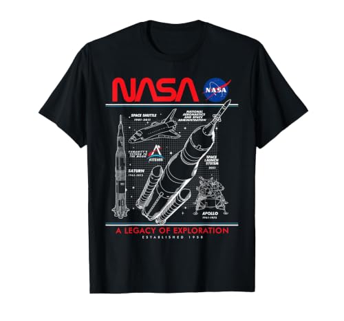NASA Space Shuttle SLS Saturn V Apollo Lunar Schematic T-Shirt, Men, Black, 3X-Large