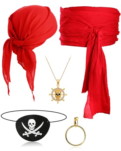 Costume de capitaine pirate lot de 5 accessoires rétro avec grande écharpe