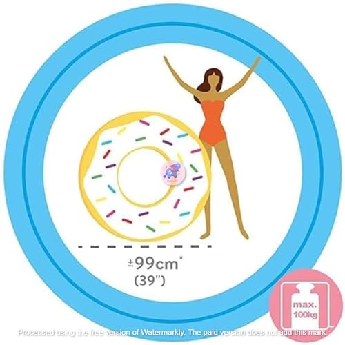 Image of Heart Shape Inflatable Swimming Pool| Photo-Realistic Sprinkle Donut Heart Tube Float| Lightweight PVC Swim Ring for Beach, Water Park & Summer Party Fun | Cute Adult & Kids Floater
