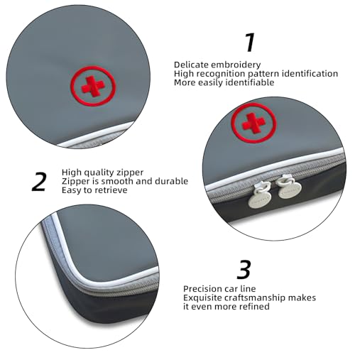 Medikamententasche, Tragbare Mini Notfalltasche, Kleine Medikamententasche, Reiseapotheke Tasche, Medikament Tasche Tragetasche, Tragbar Medizin Aufbewahrungstasche für Home Office Reisen (Grau)