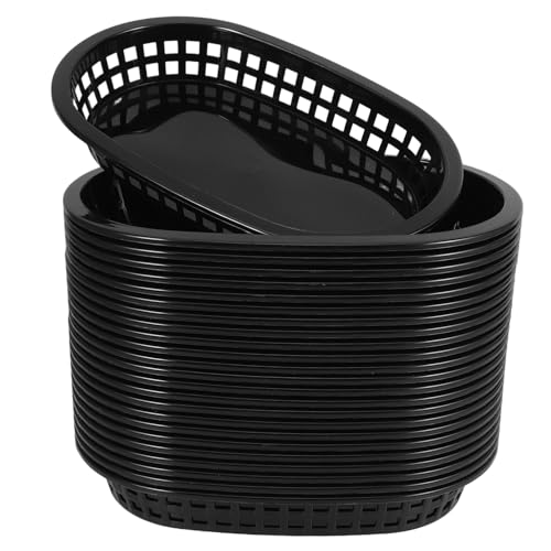 SOLUSTRE 24pcs Plastic Fast Food Baskets for Snacks Catering Containers Space Saving Food Serving Trays for Restaurant Buffet Home Party