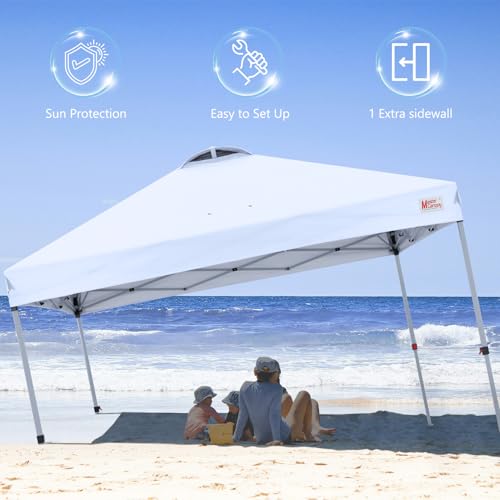Image of MASTERCANOPY 8x8 Durable Pop Up Canopy Tent with 1 Sidewall, White