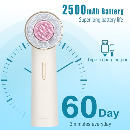 MYCARBON Elektrische Gesichtsbürste Tiefenreinigung für alle Hauttypen 2 Modus 2500mAh Wiederaufladbar IPX7 Wasserfest Gesichtsreinigungsbürste für Exfoliation Poren verstopfende Schmutz Fleischfarben