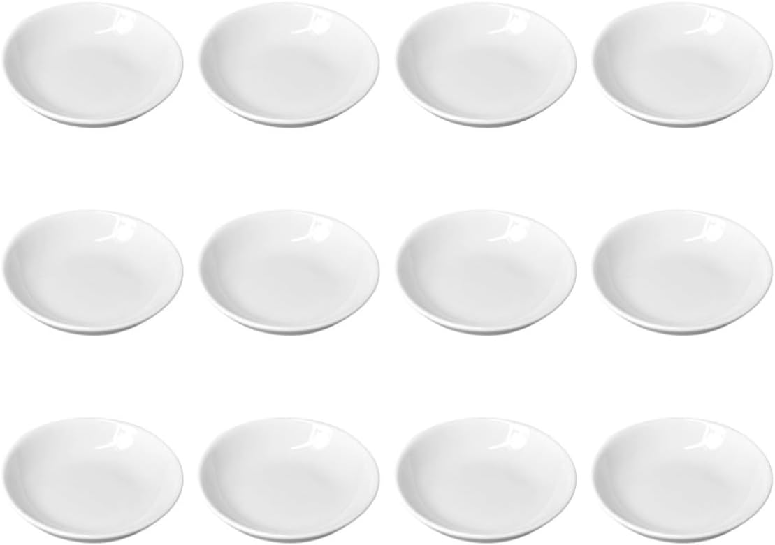 Ceramic Ink Plates Without Burrs 12pcs for Painting and Calligraphy, Multi-Functional Round Porcelain Ink Dishes for Beginners and Students in Art and Calligraphy