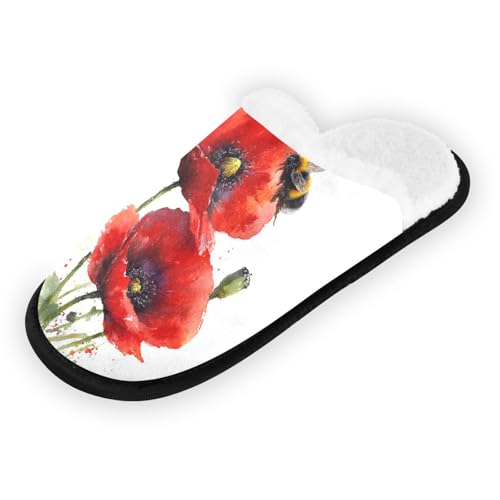 Cartoon Green Flower Bee Slippers For Women Men Soft Memory Foam Non-Slip Animal Winter Indoor House Shoes Travel Slipper2