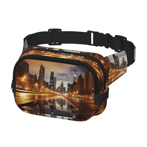 Sac banane Chicago avec sangles réglables, sacoche poitrine et bandoulière noire