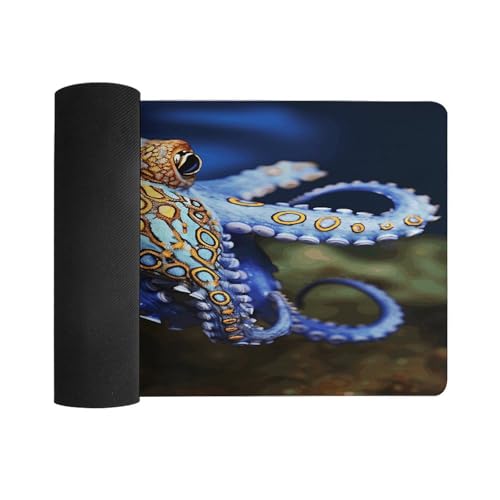 Blue Ringed Octopus Desk Pad con base de goma grande miniatura 3