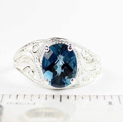 LONDON BLUE TOPAZ Sterling Silver Ladies Ring •SR083 - Image 6