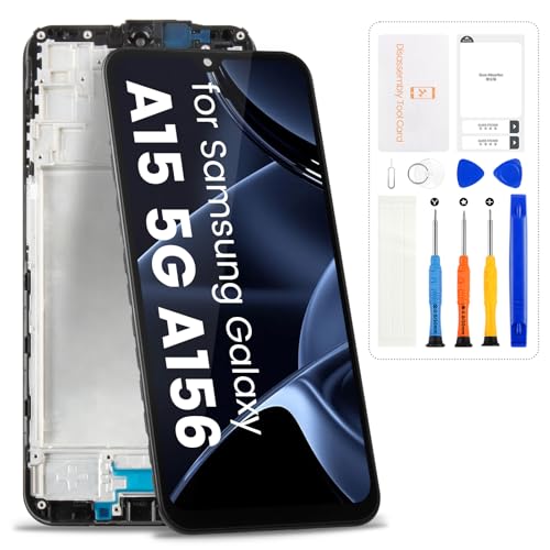 for Samsung Galaxy A15 5G Screen Replacement for Samsung A15 5G LCD Screen SM-A156W SM-A156U SM-A156P Display Digitizer Touch Assembly Repair Parts with Tools Black with Frame