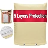 Backflow Preventer Cover Insulated Pouch, Sprinkler Covers with Aluminum Foil for Outside Pressure Vacuum Breaker Winter Water Well Pump Covers Insulated Backflow Cover Pipe Cover (16' Wx20 H, Beige)