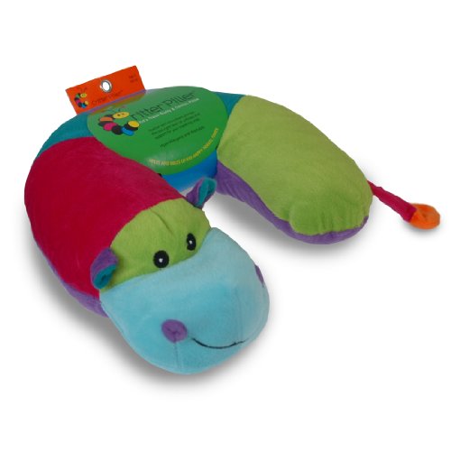Critter Piller Kid's Travel Buddy and Comfort Pillow, Bright Hippo