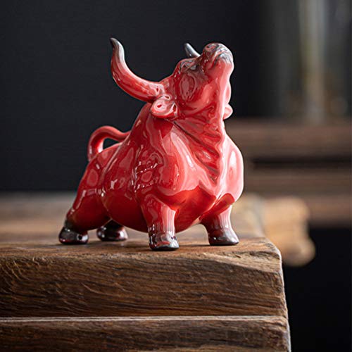 Estatua Toro Feng Shui Cerámica Decoración Hogar Oficina miniatura 2