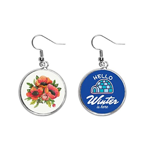 Pendientes de amapola con colgante de gota estilo joyería de invierno