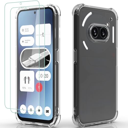 Osophter for Nothing Phone 2A Case: Clear with 2pcs Screen Protector Transparent Reinforced Corners TPU Shock-Absorption Flexible Cell Phone Cover for Nothing Phone 2A(clear)