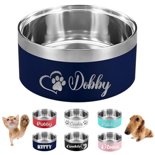 Personalized Pet Bowl for Cats Dogs with Name Custom Stainless Steel Dog Bowls Customized Cat Food and Water Feeding Bowl Engraved Cat Dish for Indoor Customizable Pet Dishes Small Medium Large