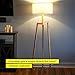 Brightech New Mia LED Tripod Floor Lamp– Modern Design Wood Mid Century Modern Light for Contemporary Living Rooms- Rustic, Tall Standing Lamp for Bedroom, Office- White Shade