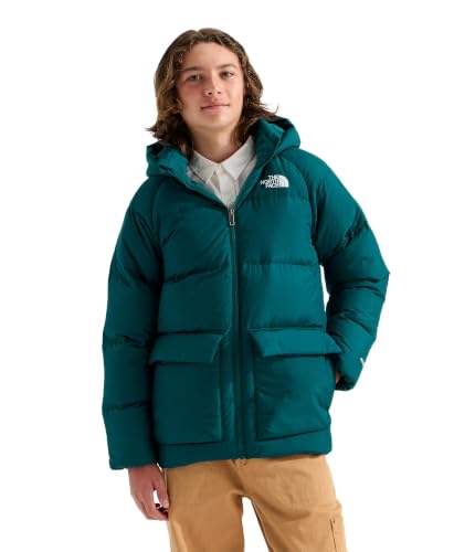 Image of The North Face Teen North Down Fleece-Lined Short Parka | 600 Fill Waterfowl Down, Water Repellent, Insulated Hood, & Pockets, Pacific Teal, X-Large