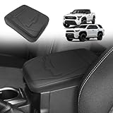 Muslogy Center Console Armrest Cover Fit for 2024 2025 2026 Toyota Tacoma Accessories, Comfort Armrest Pad Console Lid Cushion Protector Vegan Leather Regular Thick(Black/Black Trim)