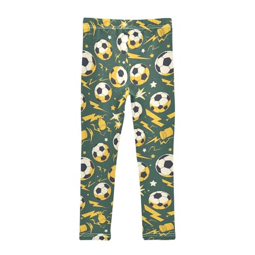 Soccer Balls Girls' Leggings Toddler Doodles Lightning Stars Kids Yoga Pants Dance Active Tights 4T2
