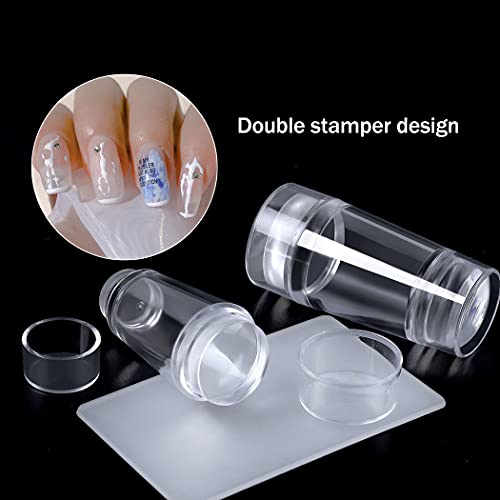 4 Pcs Clear Silicone Jelly Stamper For Nails, Nail Stamper And Scraper, Nail Design Stamp Kit, No Misplacement Professional Stamping Polish Sett For Diy Nail Decor(Double Stamping Head Design) #TOP3