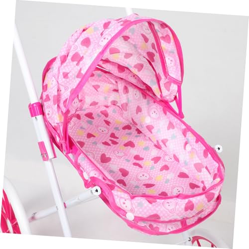 CLISPEED Kinderwagen Puppenwagen mit Realistischem Design und Zubehör Faltbarer Puppenbuggy für Mädchen Großes Puppen Kinderwagen Modell für Doll Pretend Play – Bild 4