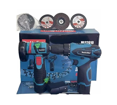TRAPANO AVVITATORE + MINI FLEX SMERIGLIATRICE + 2 BATTERIA + ACCESSORI SET 76mm