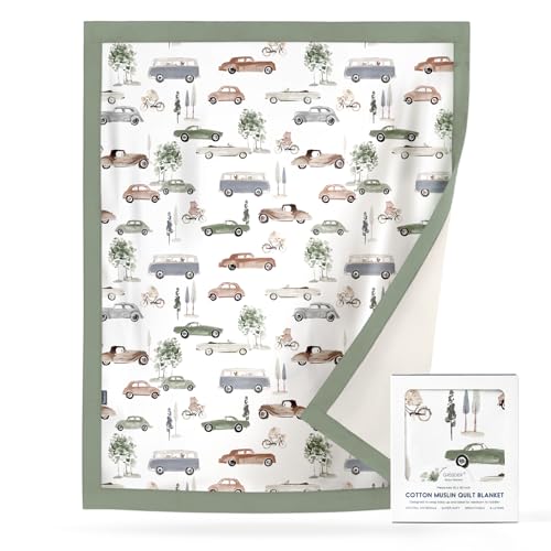 Image of GRSSDER Cotton Muslin Quilt Blanket - Silky Soft and Breathable Baby Blanket Quilt, Oversized Muslin Blankets for Newborns, Toddlers & Kids, 6 Layers Reversible Design for All Seasons, 40 inch x 50 inch