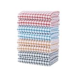 Oeleky Cotton Kitchen Towels 8 Pack, 15x26 Checkered Dish Towels