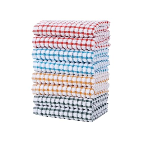 Image of Oeleky Dish Towels for Kitchen, Cotton Kitchen Towels for Drying Dishes Pack of 8 (Multi B, 15X26 inches)