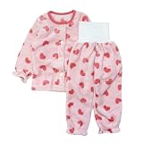 [こどもじかん] 子供 パジャマ 冬 キッズ フリース 男の子 女の子 もこもこ 腹巻付き マイクロフリース 長袖 子供服 部屋着 寝間着 寝巻 ルームウエア 上下セット マイクロファイバー(ハート柄ピンク 95cm)