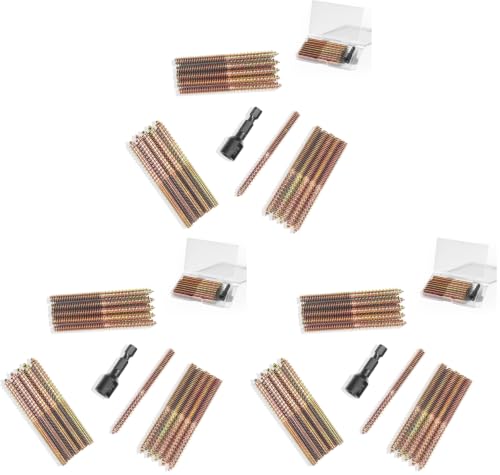 Image of 16PCS 1 /4 inch-20 x 3 Hanger Bolts Kit & 1PCS 1 /4 inch-20 Hanger Bolt Driver with 1 /4 Hex Shank,Double-Headed Screws,Self-Tapping Screw,Wood Dowel Screw,Suitable for Assembling Furniture (Pack of 3)