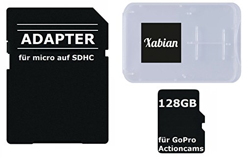 Preisvergleich Produktbild 128GB MicroSD SDXC Class 10 UHS-1 Speicherkarte für GoPro Hero 5 / GoPro 4 Black / Go Pro Hero 4 Silver / Hero Session / Hero 3 mit SD Adapter und Memorycard Box