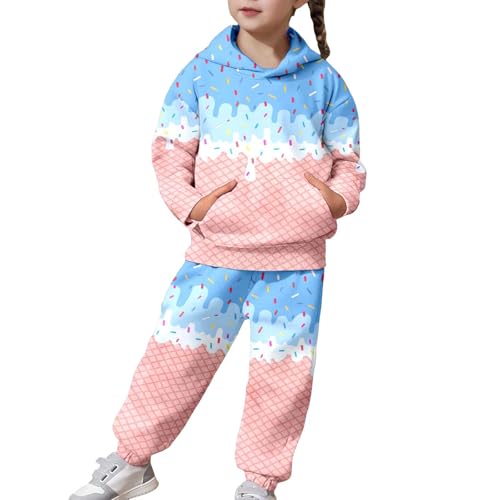 Disfraz Niña - Conjunto De Dos Piezas con Capucha Camiseta De Manga Larga Y Pantalones Casuales con Estampado para Niñas Grandes Y Jóvenes Ajuste Suave Y Cómodo (Blue 4-5 Years)