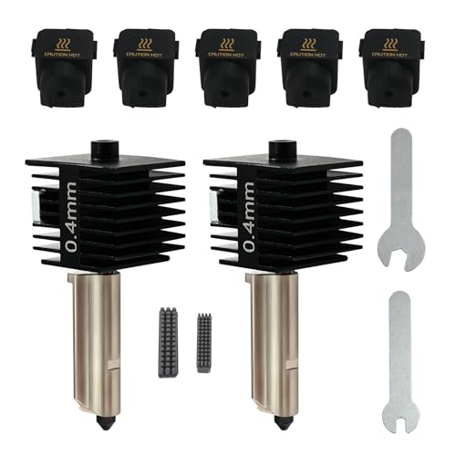 Comgrow Lot de 2 embouts de tête d'impression A1 Mini /A1 Hotend, extrudeuse haute température, 0,4 mm, buse en acier trempé de rechange avec 5 manchons de