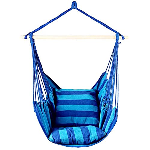 OLAMASA Hammock Chair Hanging Rope Swing Seat Chair Max 150kg/330 Lbs 2 Cushions Included Hanging Chair Superior Comfort Durability for All Indoor Outdoor Spaces (A)