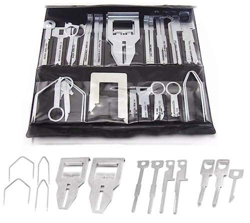 38pcs Car Radio Release Keys Set - Vehicle Panel Stereo Removal Trim Tool Kit - Compatible with Audio GPS CD Player Radio Head Unit - Navigation Installation Disassembly Tools