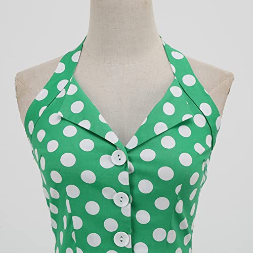 Image of 1950s Dresses for Women Vintage Retro Cocktail Party Swing Dresses Halter Floral Rockabilly 50s Polka Dot Pin up Dress