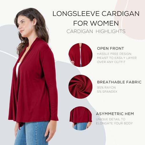 Image of Azules Long Sleeve Womens Cardigan, Thin Flowy Rayon Sweater Lightweight Cardigan for Casual or Dressy Outfits