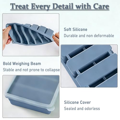 Image of 1 /2 Cup Covered Silicone Freezer Tray, 2-Piece Set Of Silicone Freezer Molds, Used For Preparing And Freezing Various Sauces And Other Dishes, Making 12 Portions Cube Blue