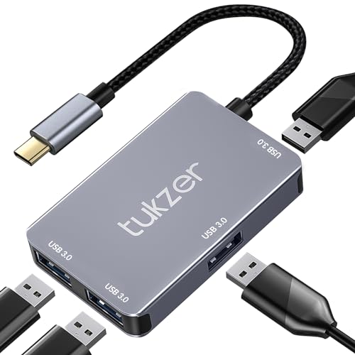 Image of Tukzer 4-in-1 USB C 3.0 HUB, Type C to USB A HUB Splitter Extender, Docking Station, 5Gbps Data Sync Speed, MultiPort Adapter for iOS, MacBook, Windows, Laptop, PC, & Other Type C Enabled Devices