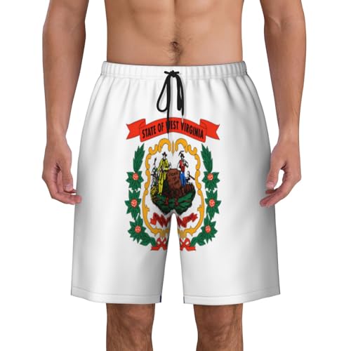 West Virginia Flag Men Beach Pants â€“ Swim Trunks for Men,Quick-Dry and Comfortable, Suitable for Beach, Surf, and Everyday Wear Black