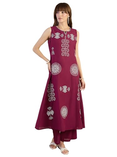 Image of INDO ERA Women's Catton Ethnic Co-Ord Set | Kurta Pant Set | Kurta Palazzo Set | Stylish Cotton Suit Set for Women,11255 | Co Ord Set For Women Stylish |