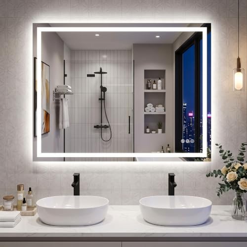 Antok 30x40 LED Bathroom Mirror with Lights, Backlit + Frontlit